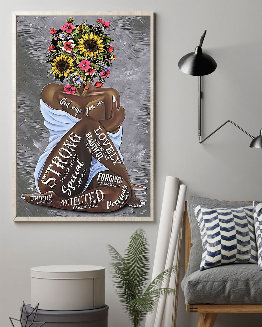 Amazon A Girl Flower On Head God Says You Are Strong And Lovely Poster