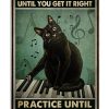 Cat And Piano Don't Practice Until You Get It Right Practice Until You Can't Get It Wrong Poster