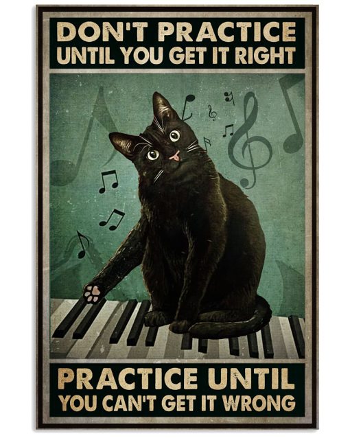 Cat And Piano Don't Practice Until You Get It Right Practice Until You Can't Get It Wrong Poster
