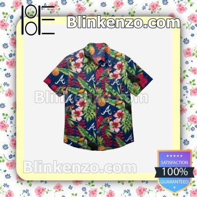 Atlanta Braves Floral Short Sleeve Shirts a