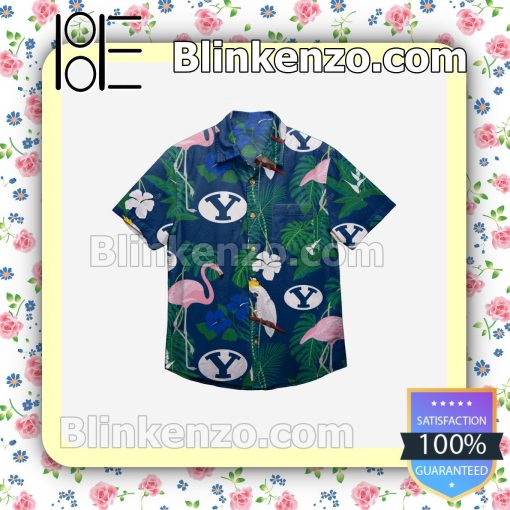 BYU Cougars Floral Short Sleeve Shirts a