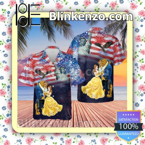 Beauty And The Beast 4th July American Flag Patriot Day Hawaii Shirt