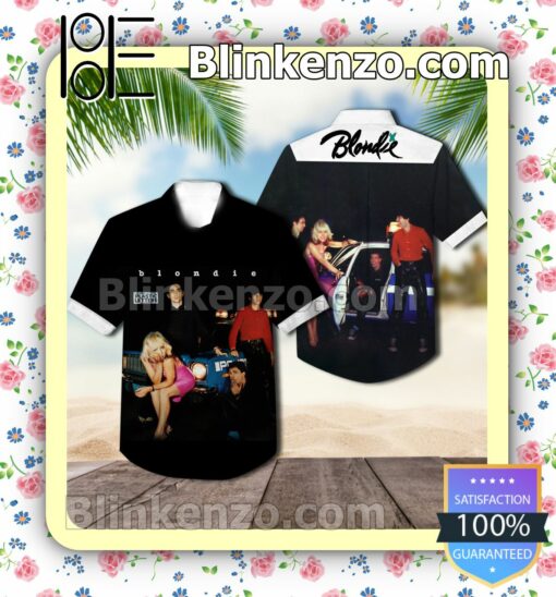 Blondie Plastic Letters Album Cover Black Short Sleeve Shirts