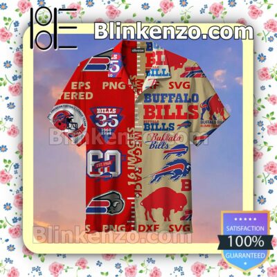 Buffalo Bills 35 Years 1960 1994 Colorblock Baseball Short Sleeve Shirt