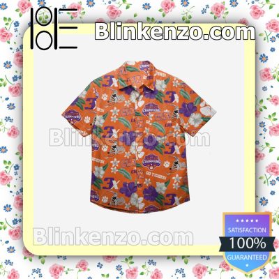 Clemson Tigers 2018 Football National Champions Floral Short Sleeve Shirts a