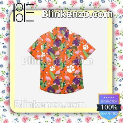 Clemson Tigers Floral Short Sleeve Shirts a