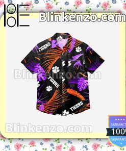 Clemson Tigers Neon Palm Short Sleeve Shirts a