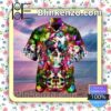 Colorful Beautiful Skull And Butterflies Short Sleeve Shirt