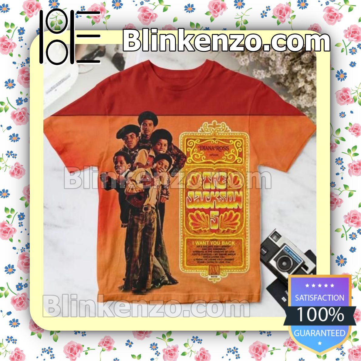 Top Selling Diana Ross Presents The Jackson 5 Album Cover Mix Red And Orange Custom Shirt