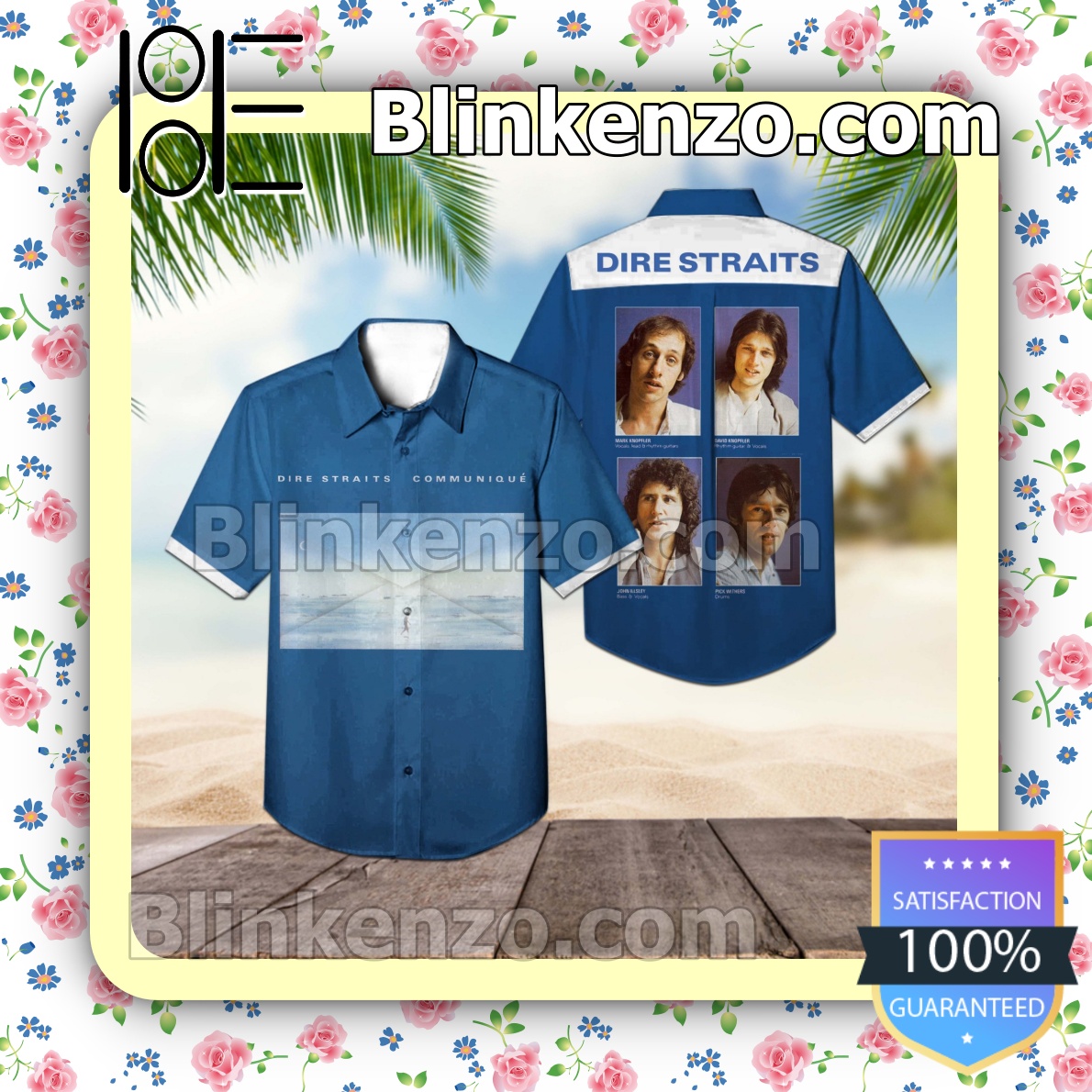 Dire Straits Communiqué Album Cover Blue Summer Beach Shirt