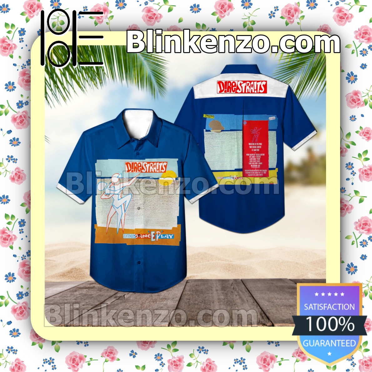 Dire Straits Extendedanceplay Album Cover Blue Summer Beach Shirt