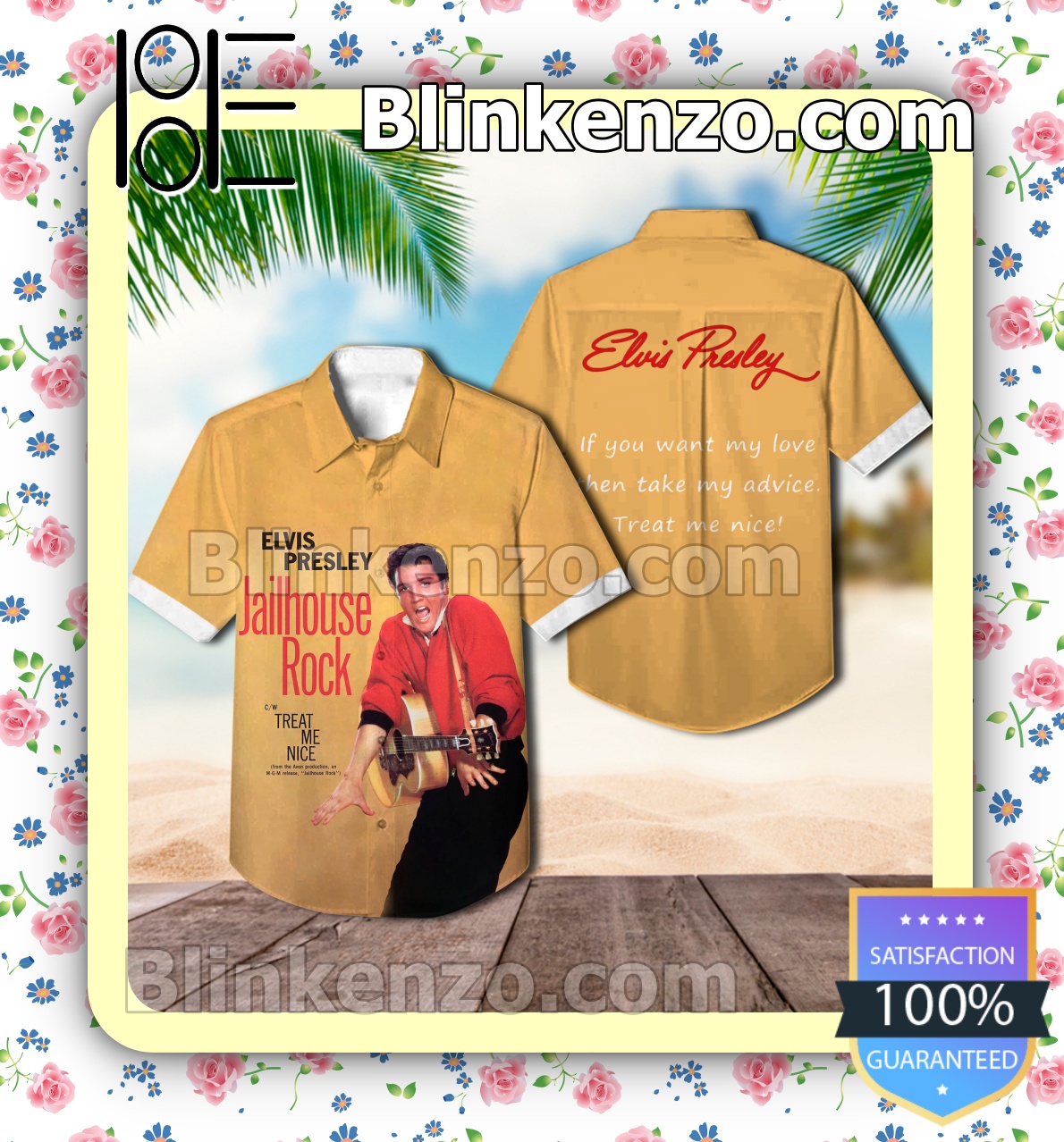Elvis Presley Jailhouse Rock Single Cover Summer Beach Shirt