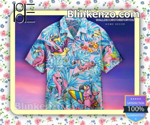 Flamingo Tropical Funny Aloha Hawaii Shirt
