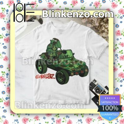 Gorillaz Green Jeep White Gift Shirt