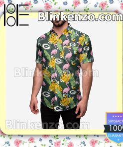 Green Bay Packers Floral Short Sleeve Shirts