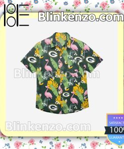 Green Bay Packers Floral Short Sleeve Shirts a