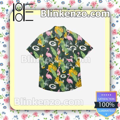 Green Bay Packers Floral Short Sleeve Shirts a