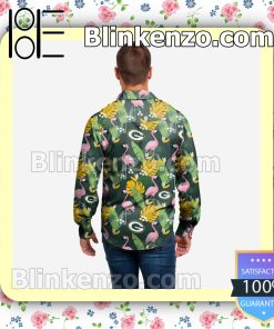 Green Bay Packers Long Sleeve Floral Short Sleeve Shirts a