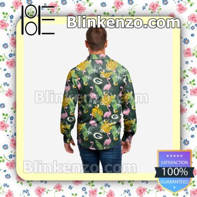 Green Bay Packers Long Sleeve Floral Short Sleeve Shirts a