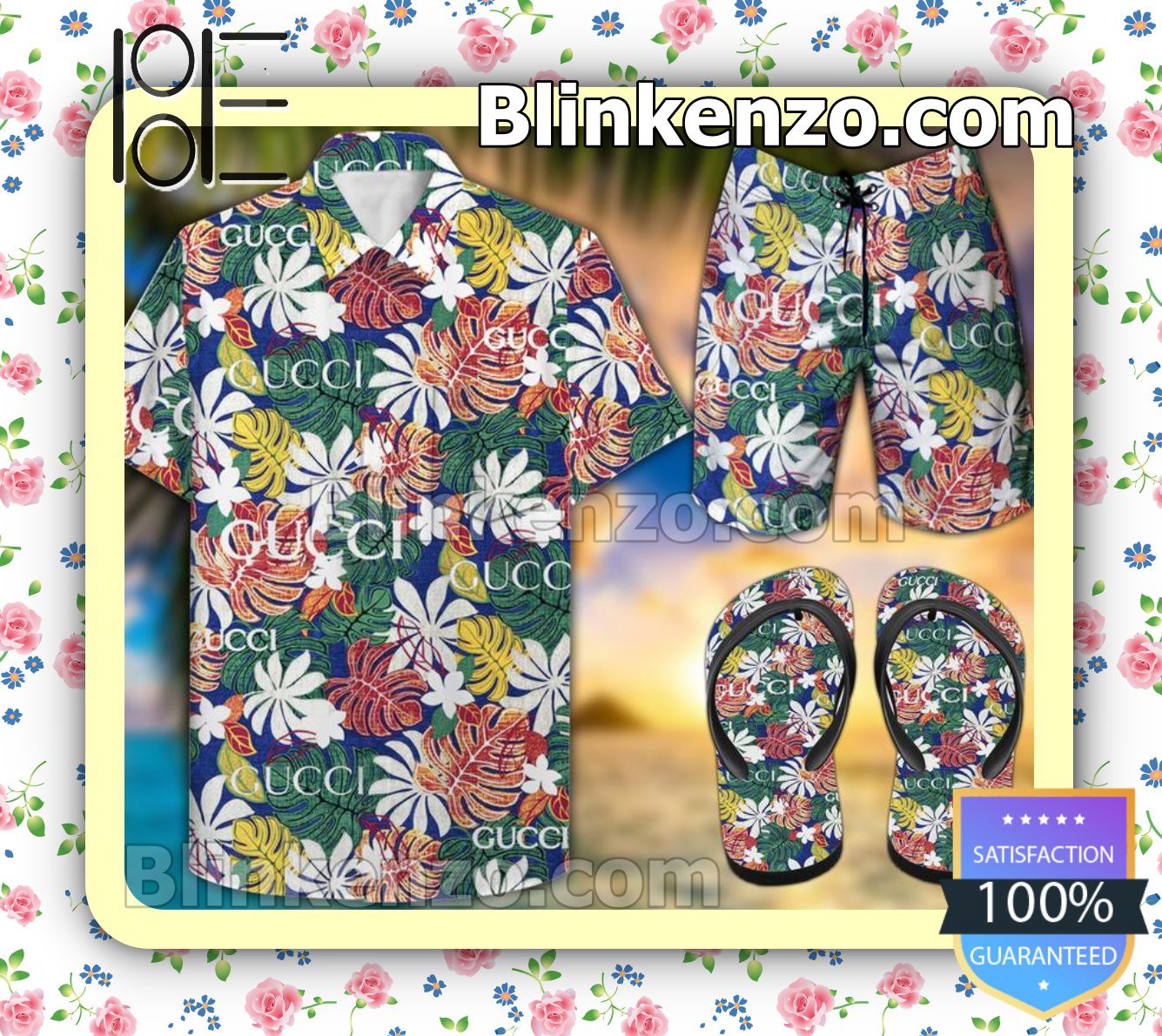 Gucci Color Flower Beach Shorts