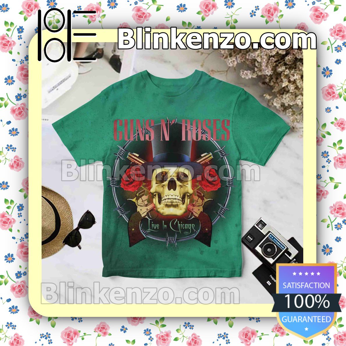 Best Guns N' Roses Live In Chicago Album Cover Green Custom Shirt