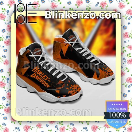 Harley Davidson Black Orange Jordan Running Shoes