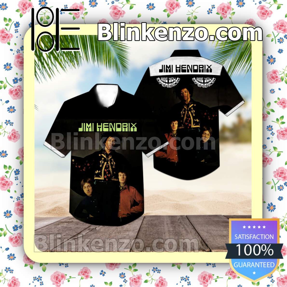Jimi Hendrix Are You Experienced Album Cover Black Summer Beach Shirt