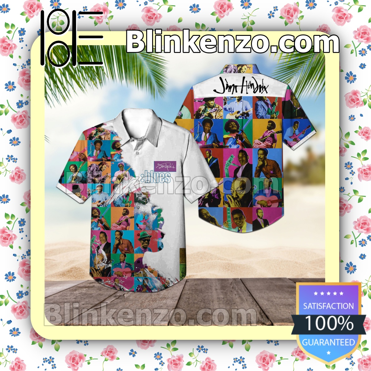 Jimi Hendrix Blues Compilation Album Cover Style 2 Summer Beach Shirt