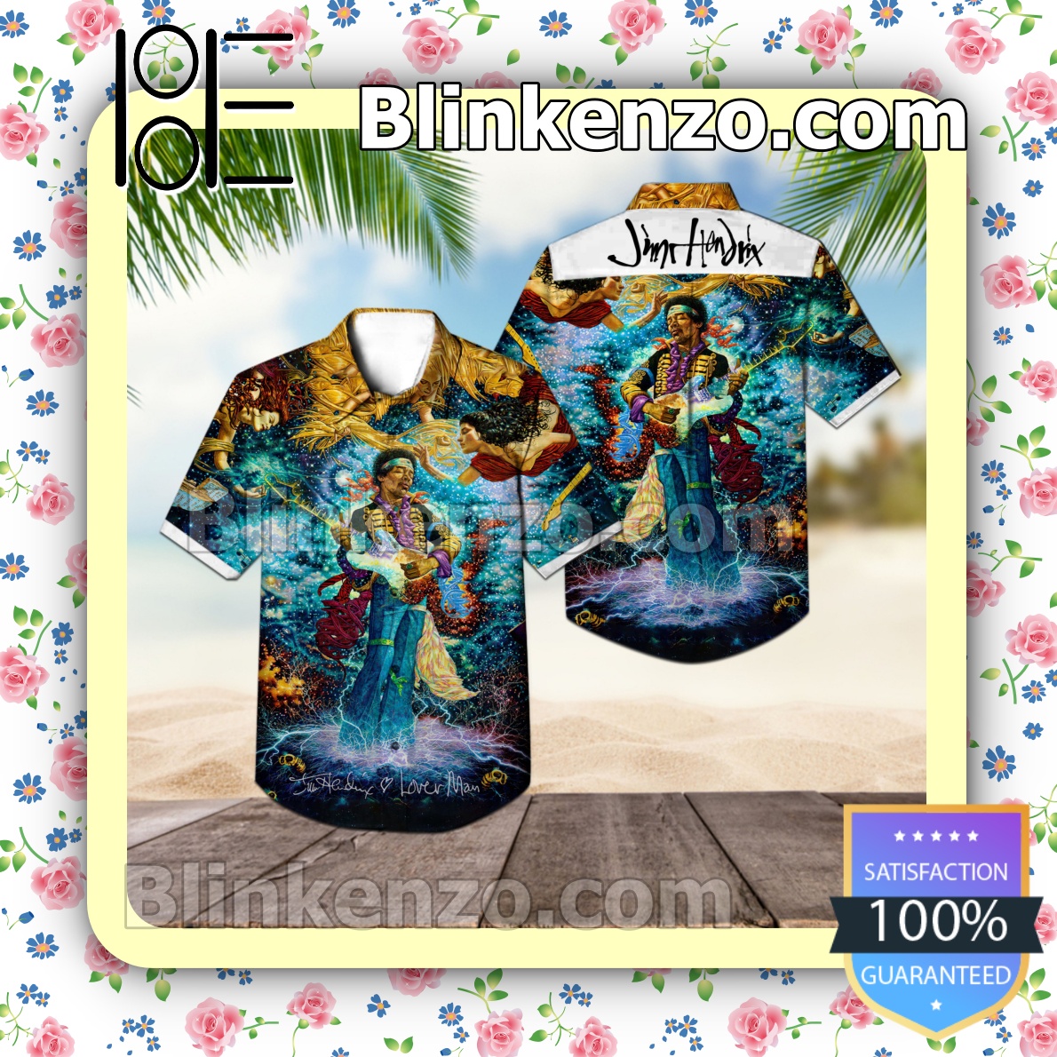 Jimi Hendrix Lover Man Album Cover Summer Beach Shirt