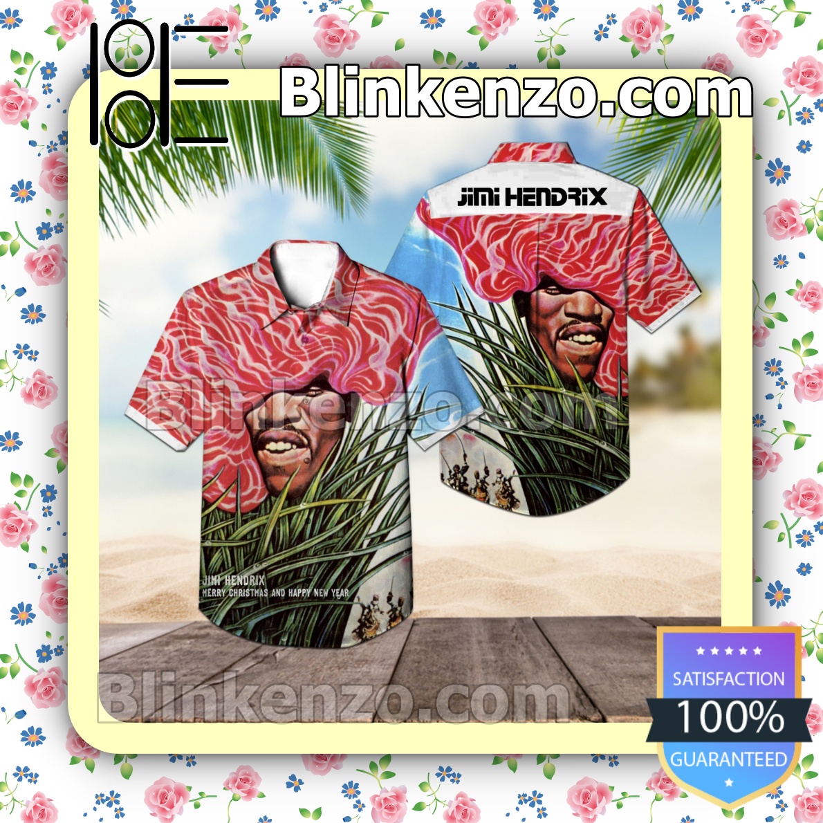 Jimi Hendrix Merry Christmas And Happy New Year Album Cover Summer Beach Shirt