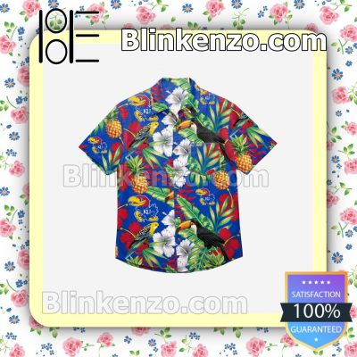 Kansas Jayhawks Floral Short Sleeve Shirts a