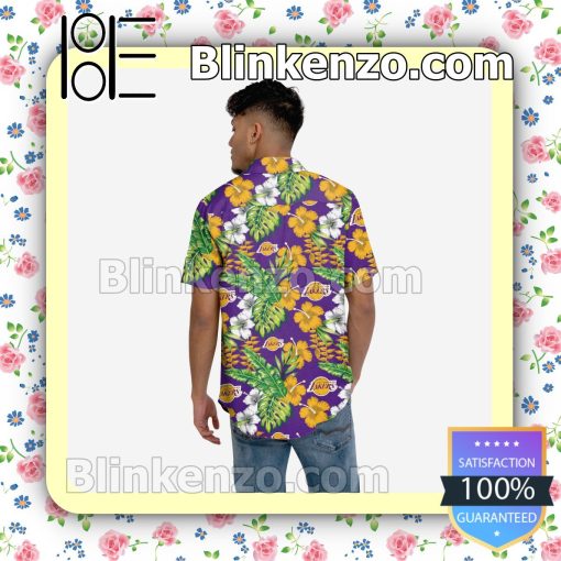 Los Angeles Lakers Floral Short Sleeve Shirts a