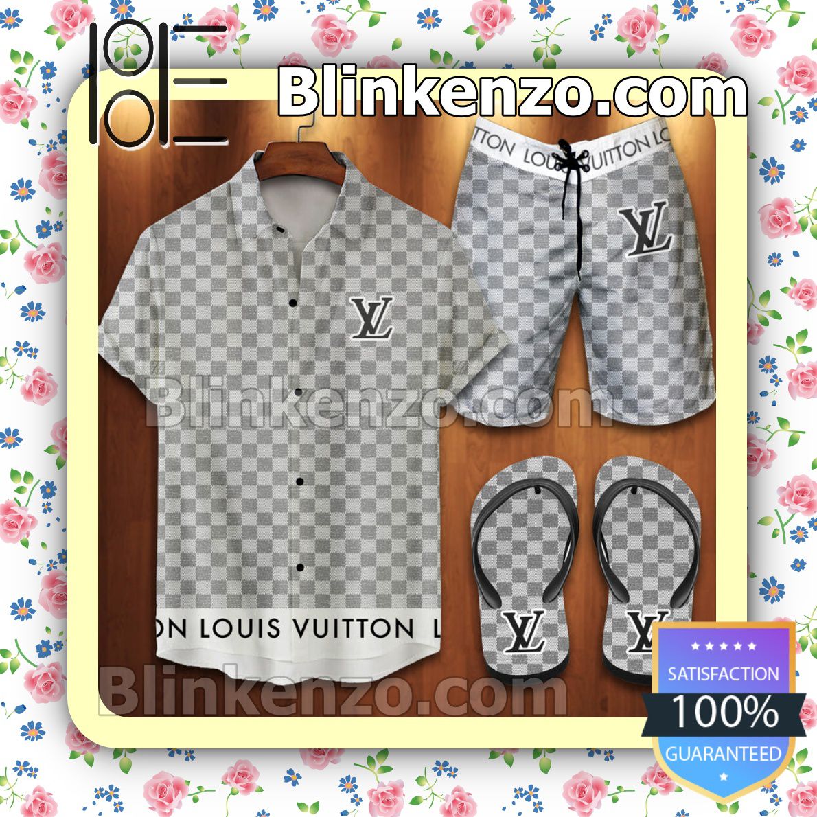 Louis Vuitton 2022 Many Squares On The Shirt Beach Shorts