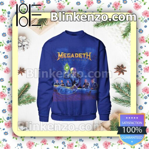Megadeth Rust In Peace Album Cover Navy Custom Long Sleeve Shirts For Women
