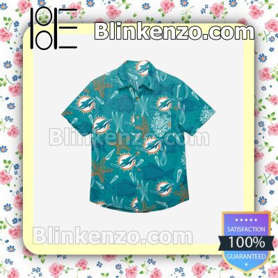 Miami Dolphins Floral Short Sleeve Shirts a