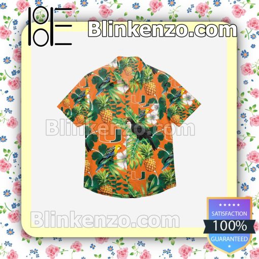 Miami Hurricanes Floral Short Sleeve Shirts a