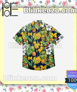 Michigan Wolverines Floral Short Sleeve Shirts a