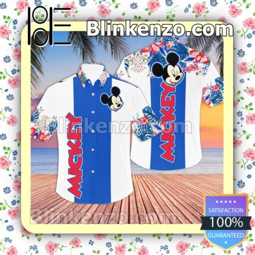 Mickey Floral Stripe Disney Hawaii Shirt