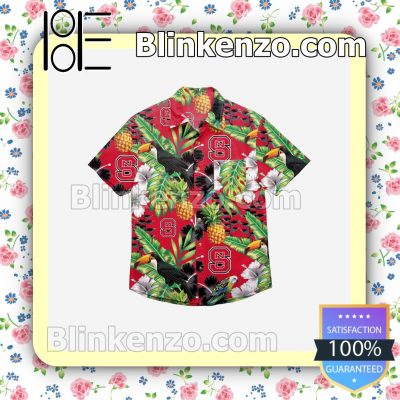 NC State Wolfpack Floral Short Sleeve Shirts a