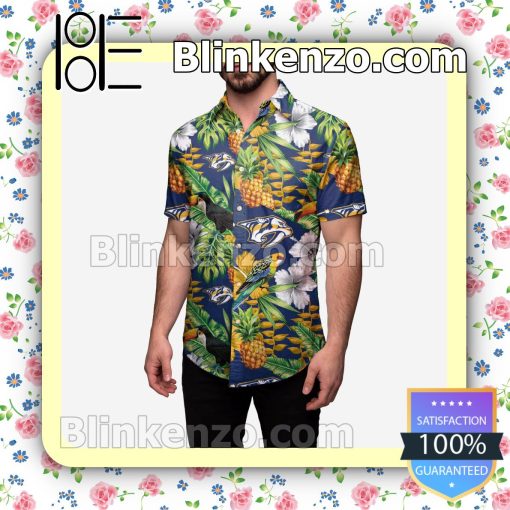 Nashville Predators Floral Short Sleeve Shirts