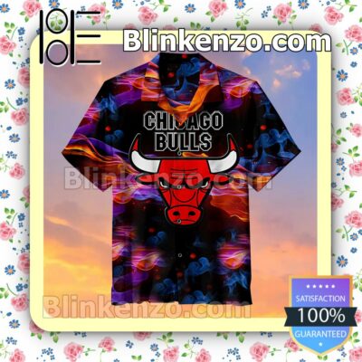 Nba Chicago Bulls Colorful Particles Background Loop Short Sleeve Shirt