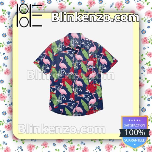 New England Patriots Floral Short Sleeve Shirts a