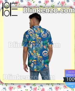 New York Mets Floral Short Sleeve Shirts a