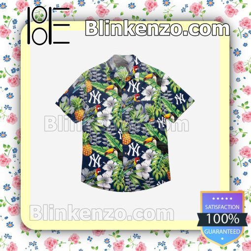 New York Yankees Floral Short Sleeve Shirts a