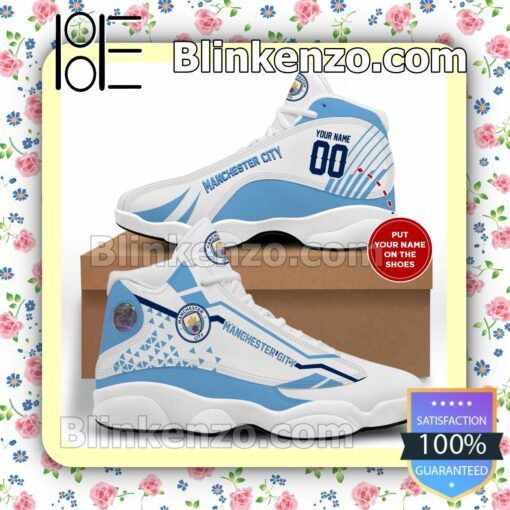 Personalized Manchester City White Blue Jordan Running Shoes