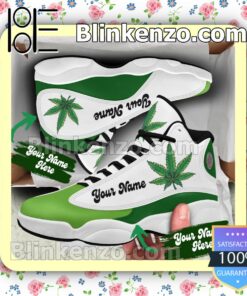Personalized Weed Green White Jordan Running Shoes