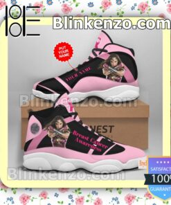 Personalized Wonder Woman Breast Cancer Awareness White Pink Jordan Running Shoes