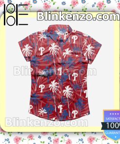 Philadelphia Phillies Tropic Of Da Palms Womens Short Sleeve Shirts a