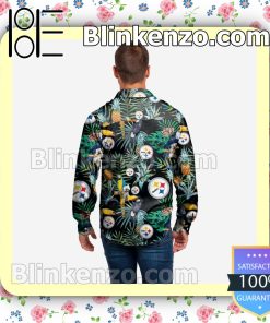 Pittsburgh Steelers Long Sleeve Floral Short Sleeve Shirts a