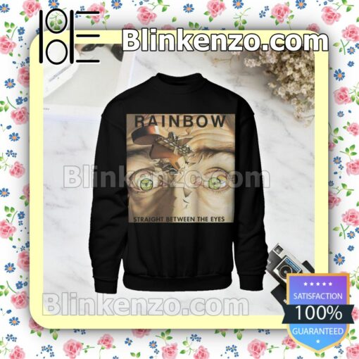 Rainbow Straight Between The Eyes Album Cover Black Custom Long Sleeve Shirts For Women